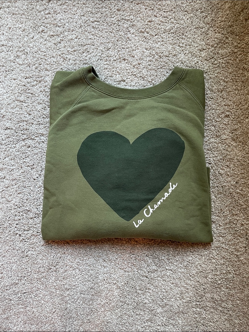 Sezane Olive Green Heart Sweatshirt